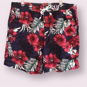 JOGAL Hibiscus Floral Hawaiian Print Shorts
